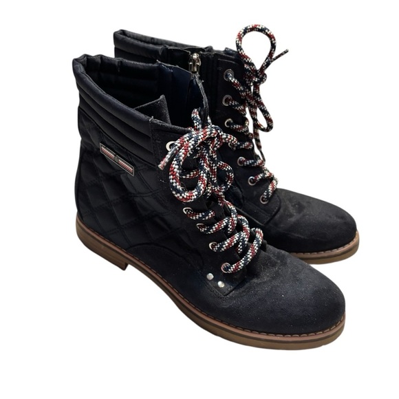 Tommy Hilfiger Shoes - Tommy Hilfiger Boots Size 8.5 Navy Blue Quilted Moto Boots